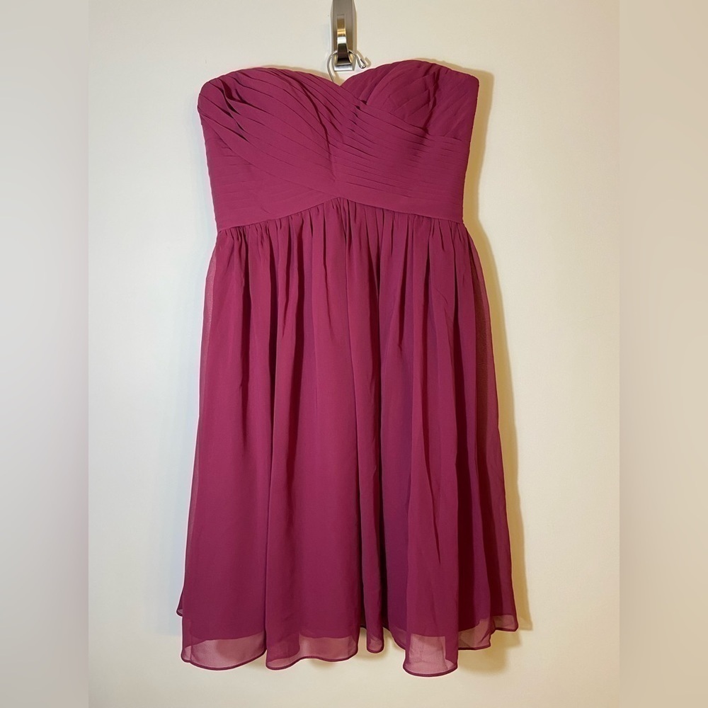 AZAZIE Strapless Sweetheart Formal Bridesmaid Mini Dress Chiffon Berry Sz 10